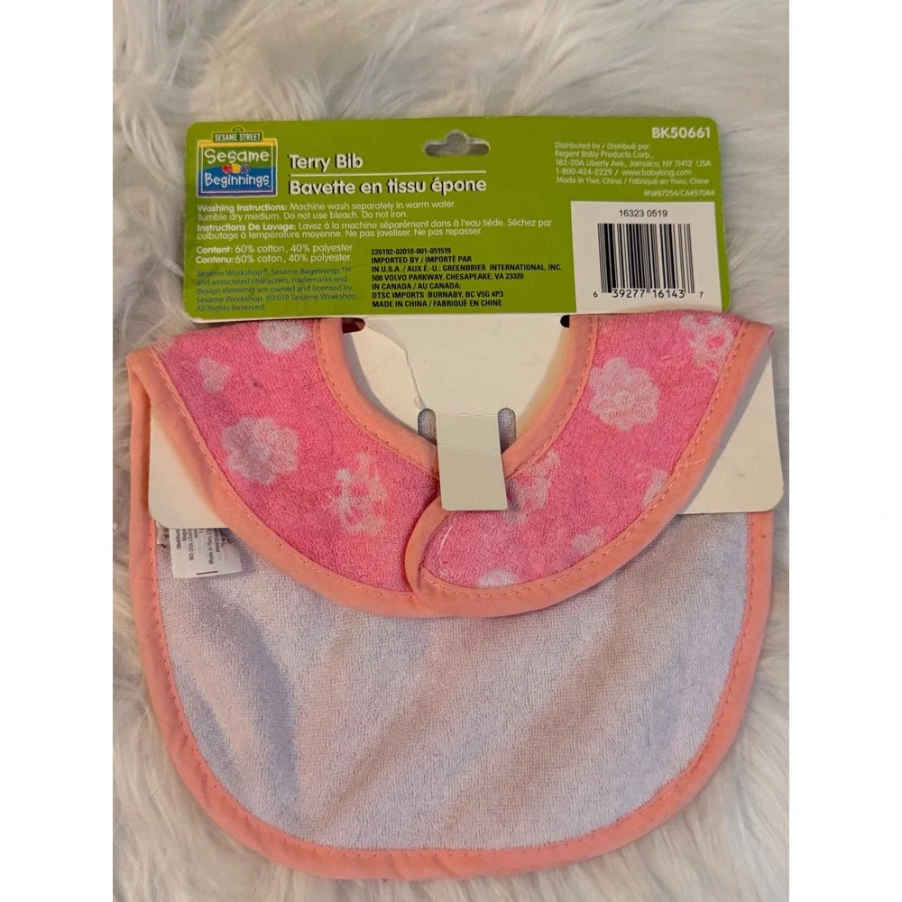 Sesame Beginnings Elmo Terry Bib Pink Floral 0+ Months BK50661 Sesame Street